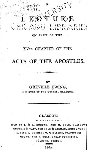 Cover for A lecture on part of the Acts of the Apostles
