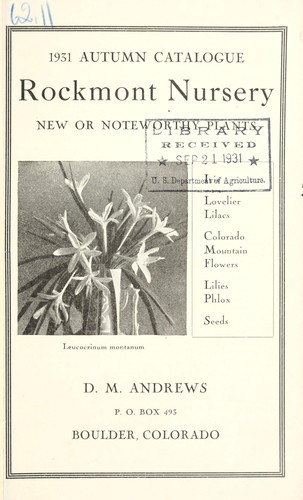 Cover for 1931 autumn catalogue [of] Rockmont Nursery