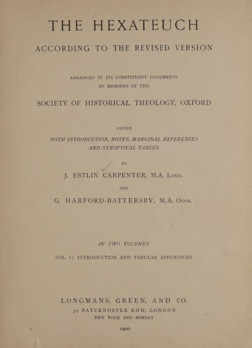 Cover for The Hexateuch according to the Revised Version
