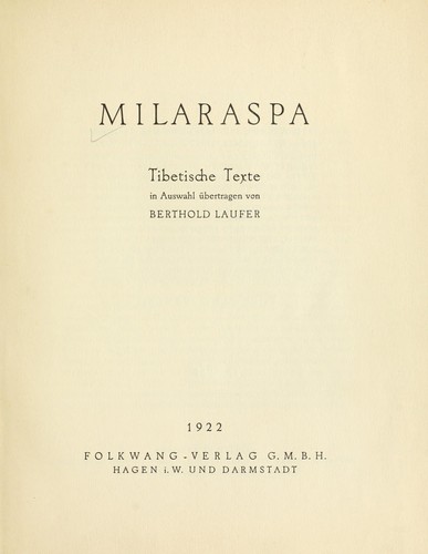 Cover for Milaraspa