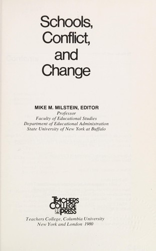 Cover for Schools, conflict, and change