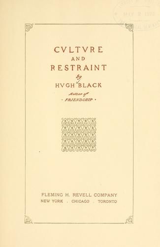 Cover for Culture and restraint.