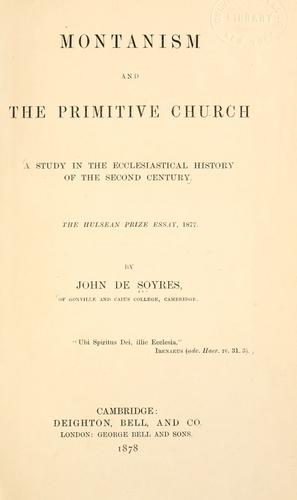 Cover for Montanism and the primitive church