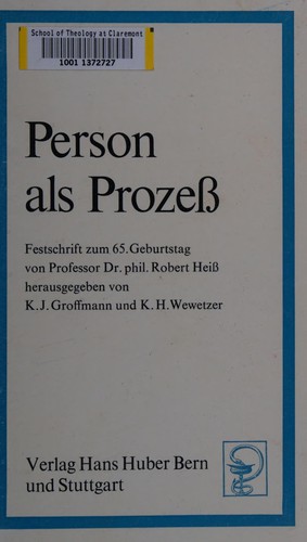 Cover for Person als Prozess.