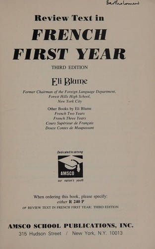Cover for Review Text in French