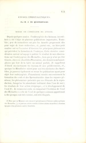 Cover for Études embryogéniques