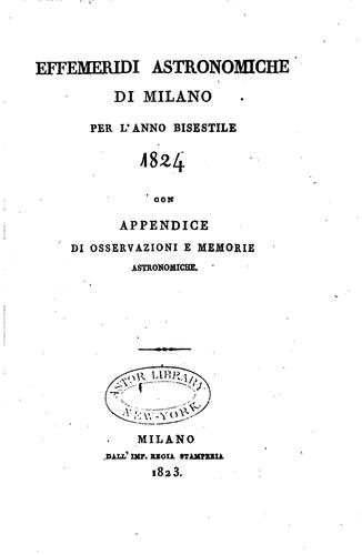 Cover for Effemeridi astronomiche di Milano per l'anno ...