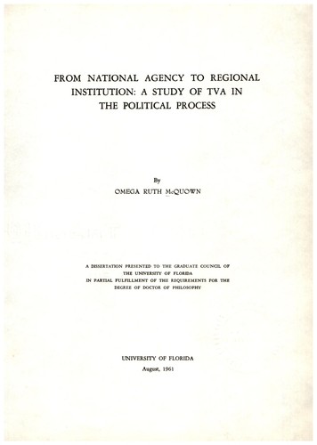 Cover for From national agency to regional institution