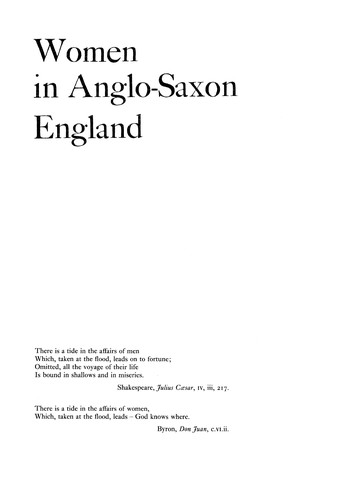 Cover for Women in Anglo-Saxon England