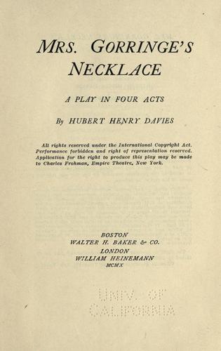 Cover for Mrs. Gorringe's necklace