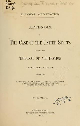 Cover for Fur-seal arbitration.  The case of the United States before the tribunal of arbitration ... Portfolio of maps and charts...