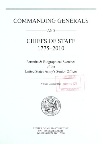 Cover for Commanding generals and chiefs of staff, 1775-2010