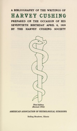 Cover for Bibliography of the Writings of Harvey Cushing