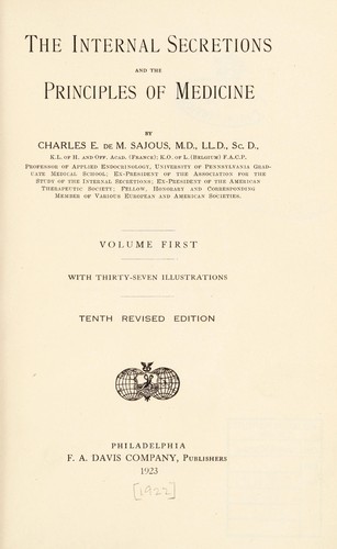 Cover for The internal secretions and the principles of medicine