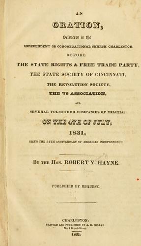 Cover for An oration, delivered in the Independent or Congregational church, Charleston