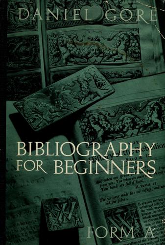 Cover for Bibliography for beginners: form A.