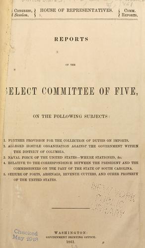 Cover for Reports of the Select Committee of Five ...