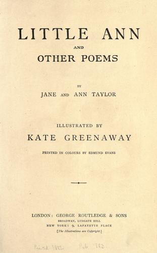 Cover for Little Ann and other poems