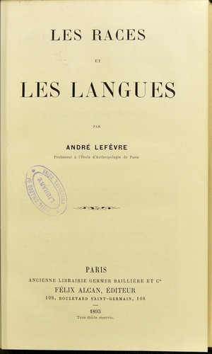 Cover for Les races et les langues