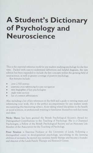 Cover for Student's Dictionary of Psychology and Neuroscience