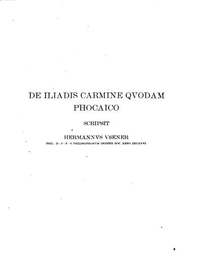Cover for De Iliadis Carmine Qvodam Phocairo