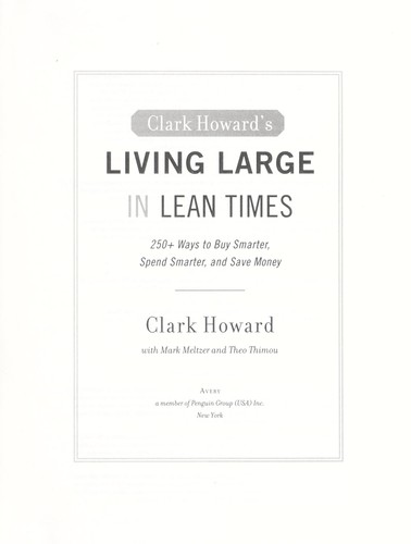Cover for Clark Howard's living large in lean times