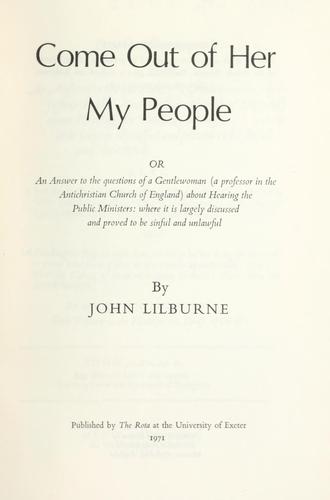Cover for Come out of her my people