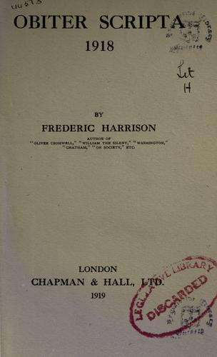Cover for Obiter scripta, 1918