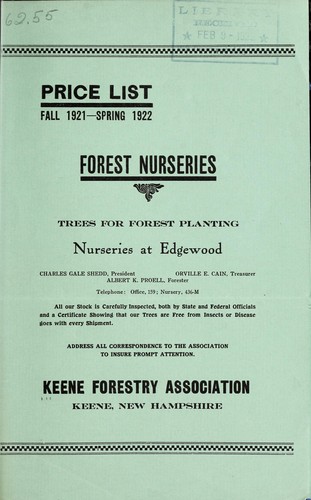 Cover for Price list fall 1921-spring 1922