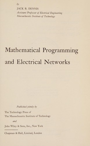 Cover for Mathematical programming and electrical networks.