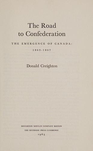 Cover for The road to confederation