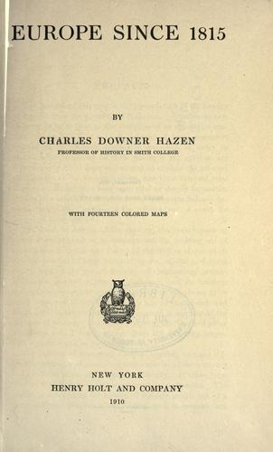 Cover for Europe since 1815.