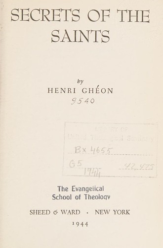 Cover for Secrets Of The Saints 
