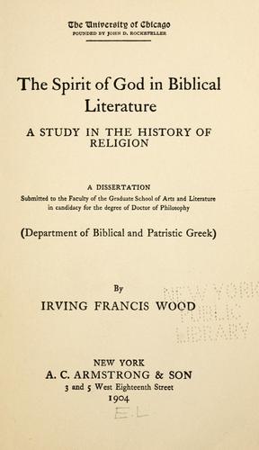 Cover for The spirit of God in Biblical literature