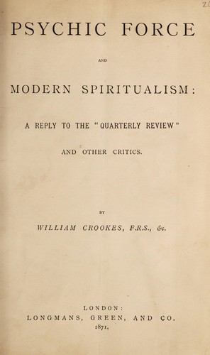Cover for Psychic force and modern spiritualism