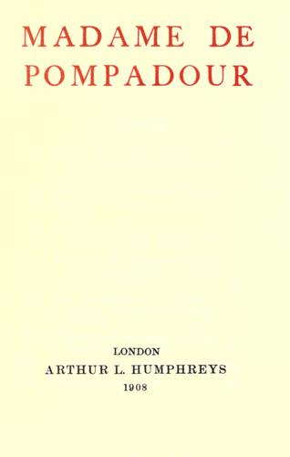Cover for Madame de Pompadour.