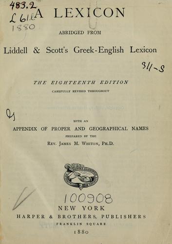 Cover for A lexicon