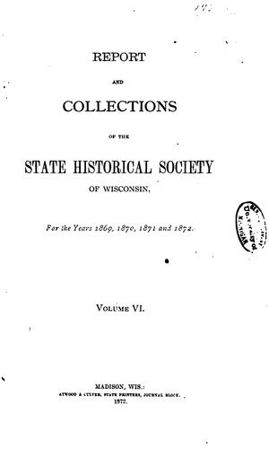 Cover for Collections of the State Historical Society of Wisconsin