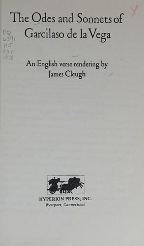 Cover for The odes and sonnets of Garcilaso de la Vega