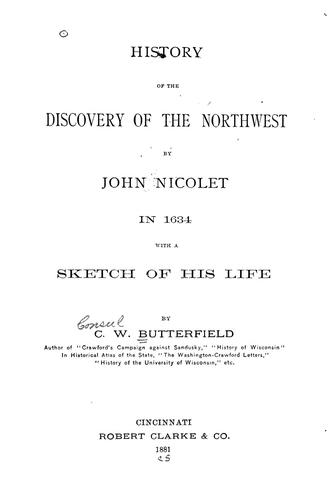 Cover for History of the discovery of the Northwest by John Nicolet in 1634