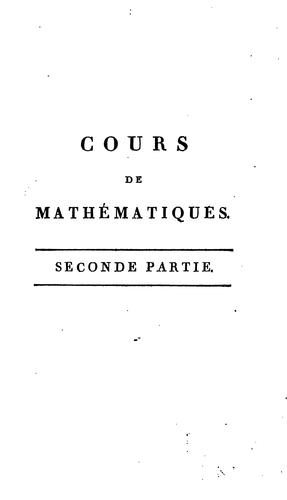 Cover for Cours de mathématiques: à l'usage de la marine et de l'artillerie