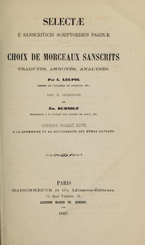 Cover for Selectae è sanscriticis scriptoribus paginae