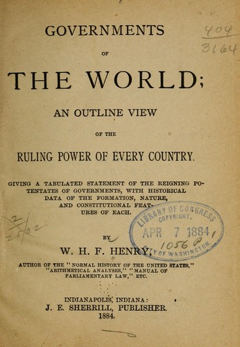 Cover for Governments of the world