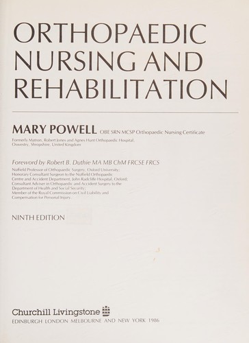Cover for Orthopaedic nursing and rehabilitation