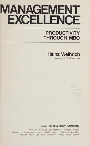Cover for Management excellence