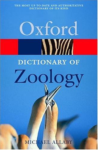Cover for A dictionary of zoology