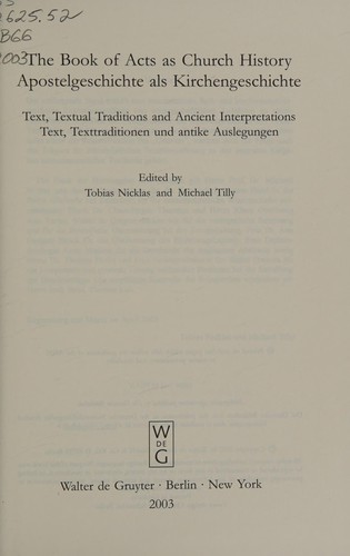 Cover for The book of Acts as church history