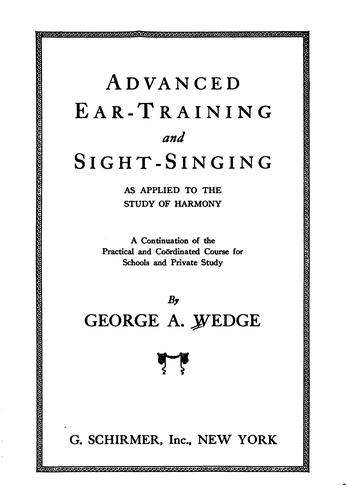 Cover for Advanced ear-training and sight-singing as applied to the study of harmony