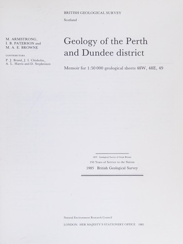 Cover for Geology of the Perth and Dundee district, by M. Armstrong [and others]