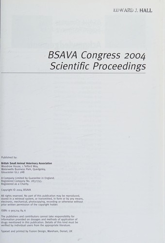 Cover for 2004 Bsava Congress Scientific Proceedings